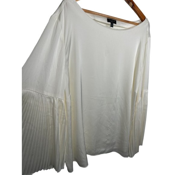 The Limited Collection 3X Blouse Top Womens Cream Angel Sleeves Flowy Poly Spand - Picture 2 of 16